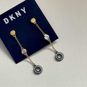 DKNY Gold/Silver Tone Drop Earrings NWT